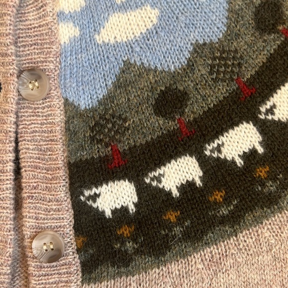 Farm Scene Cottage Core Knitted Cardigan - Picture 3 of 4